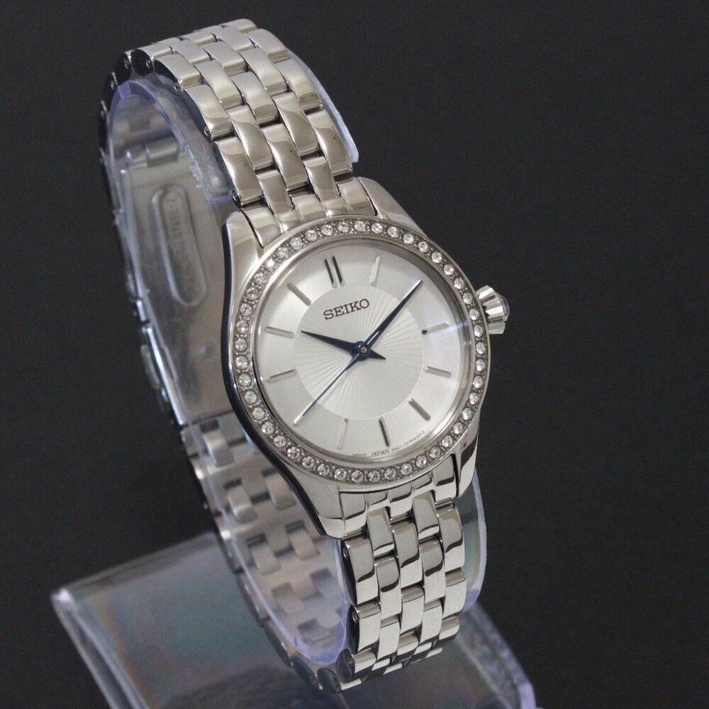 Ladies Seiko Essentials Crystal Studded Bezel Textured Dial 26mm - Picture 2 of 13